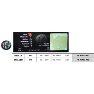 HARDSTONE HS ALF02-ALX | SCREEN CHANGE ANDROID MULTIMEDIA ALFA ROMEO STELVIO | 949 | 2016 - 2020 | NO TOUCH | 10,25"
