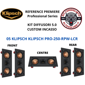 KIT 5.0 KLIPSCH PRO-250-RPW-LCR | SET n.05 Diffusori Incasso | 02 Front + 02 Surr + 01 Centre ( All the Same )