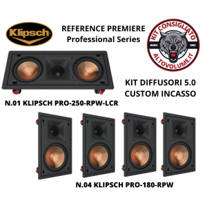KIT 5.0 KLIPSCH REFERENCE PREMIER CUSTOM - SET n.05 Diffusori Incasso | 02 Front + 02 Surr + 01 Centre
