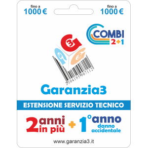 GARANZIA COMBI 1000 | 2 Anni di Garanzia Aggiuntiva + 1 Anno Danno Accidentale fino a 1000,00€
