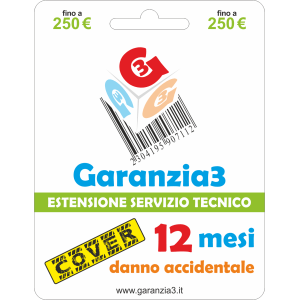 GARANZIA 3 COVER 250 | Danno Accidentale 12 Mesi - Copertura fino a 250 ,00€