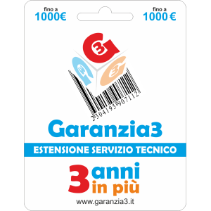 GARANZIA 3 - 1000 | Estensione Servizio Tecnico Garanzia Aggiuntiva 3 Anni | Massimale Copertura 1000,00€