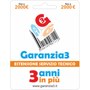 GARANZIA 3 - 2000 | Estensione Servizio Tecnico Garanzia Aggiuntiva 3 Anni | Massimale Copertura 2000,00€
