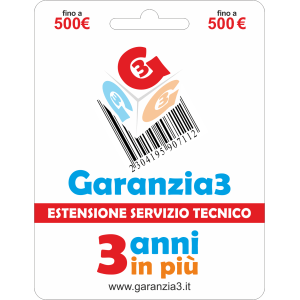 GARANZIA 3 - 500 | Estensione Servizio Tecnico Garanzia Aggiuntiva 3 Anni | Massimale Copertura 500,00€