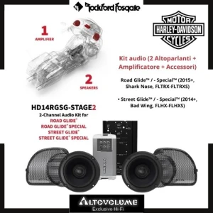 ROCKFORD FOSGATE HD14RGSG-STAGE2 - Kit 2 Casse + Amplificatore + Accessori) - Harley-Davidson dal 2014