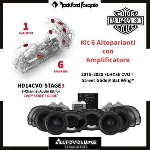 ROCKFORD FOSGATE HD14CVO-STAGE3 | Kit 6 Casse + Amplificatore per Harley-Davidson Road Glide CVO e Street Glide® CVO 2014 +