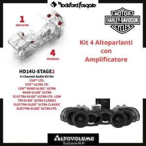 ROCKFORD FOSGATE Kit HD14U-STAGE2 | Kit 4 Casse + Amplificatore per Harley-Davidson Road Glide Ultra e Electra Glide Ultra Classic 2014+