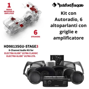 ROCKFORD FOSGATE Audio Kit HD9813SGU-STAGE3 | Kit  6 altoparlanti + Autoradio + Griglie + Amplificatore