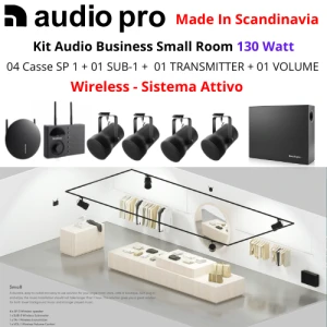 AUDIO PRO Kit Business Small | 4 Diffusori SP-1 + 01 SUB-1 + 01 VOL-1 + 01 Wireless TX-1 (130 Watt)