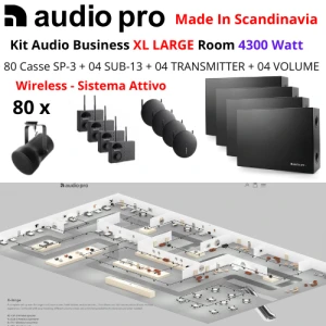 AUDIO PRO Kit Business X - Large | 80 Diffusori SP-3 + 04 SUB-3 + 04 VOL-1 + 04 Wireless TX-1 (4300 Watt)