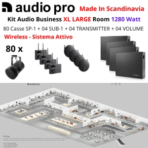 AUDIO PRO Kit Business X - Large | 80 Diffusori SP-1 + 04 SUB-1 + 04 VOL-1 + 04 Wireless TX-1 (1280 Watt)