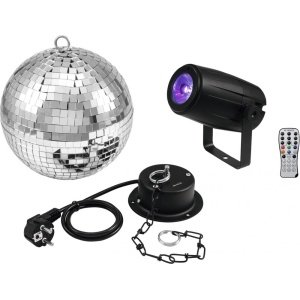 EUROLITE Sfera a Specchio 20 cm con motore + LED PST-5 QCL Spot bk