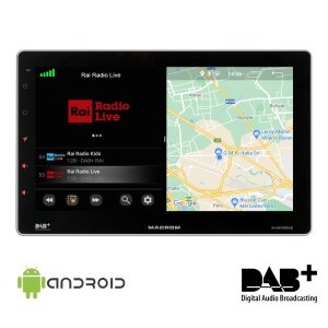 MACROM M-AN1000 DAB | Monitor Multimediale 10,1'' Android - 2 Din - Dab+
