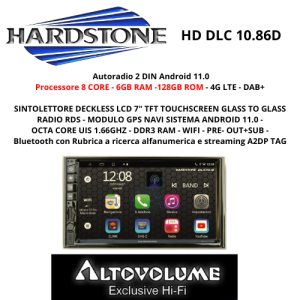 HARDSTONE HS DLC10.86D | Autoradio 2 Din Android 11.0, 8 CORE,6 -128Gb Rom con Dab +