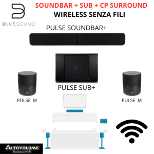 Kit Home Cinema Bluesound 4.1 WIRELESS - Pulse Soundbar + con Pulse Sub + con Cp Surround Pulse M